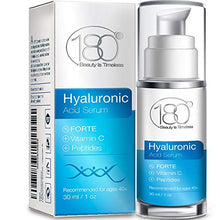Load image into Gallery viewer, Hyaluronic Acid Serum w. Peptides + Vitamins C & E - Extra Strong - Ages 40 to 50 - Improved Tone & Elasticity - Concentrated Facial Serum for Plumper Smoother Skin - 180 Cosmetics - 1 oz