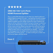 Load image into Gallery viewer, 4K 1x4 HDMI Splitter by OREI - 1 Port to 4 HDMI Display Duplicate/Mirror - Powered Splitter Ver 1.4 Certified for Full HD 1080P High Resolution & 3D Support (One Input To Four Outputs) - HD-104 Black