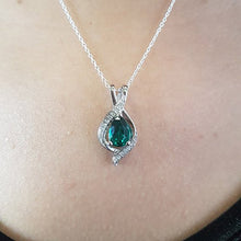 Load image into Gallery viewer, Dazzlingrock Collection Pear 9X6 MM Lab Created Emerald & Round Diamond Ladies Teardrop Pendant, 14K White Gold
