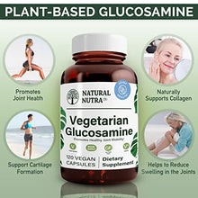 Load image into Gallery viewer, Natural Nutra Vegan and Vegetarian Glucosamine Hydrochloride for Men and Women, Kosher, Shellfish Free, Plant Based, Collagen, Joint and Cartilage Support Supplement, 750mg, 120 Capsules