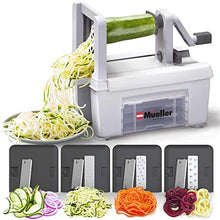 Load image into Gallery viewer, Mueller Pro Series Multi-Blade Spiralizer Vegetable Slicer Zester, Superior Design, Professional Quality, Only 4-Blade to Make Round Veggie Pasta, Not Flat Julienne Noodles