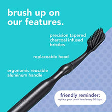 Load image into Gallery viewer, hello Manual Adult Toothbrush With Reusable Charcoal Modern Aluminum Handle & 4 Soft Replacement Heads, Bpa-free, 4 count