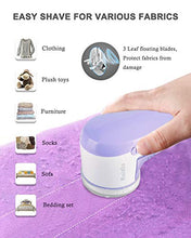 Load image into Gallery viewer, Ruidla Fabric Shaver Defuzzer, Electric Lint Remover, Rechargeable Sweater Shaver with Replaceable Stainless Steel 3-Blades, Dual Protection, Removable Bin, Easy Remove Fuzz, Lint, Pills, Bobbles