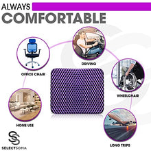 Load image into Gallery viewer, Purple Gel Seat Cushion for Long Sitting – Back, Sciatica, Hip, Tailbone Pain Relief Cushion – Gel Seat Cushion for Office Chair, Cars, Long Trips – Egg Seat Gel Cushion for Wheelchair Pressure Relief