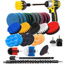 Load image into Gallery viewer, 31 Piece Drill Brush Attachments Set, Scrub Pads & Sponge,Power Scrubber Brush with Extend Long Attachment All Purpose Cleaning Kit for Grout, Tiles, Sinks, Bathtub, Bathroom, Kitchen and Automobile