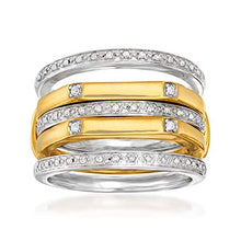 Load image into Gallery viewer, Ross-Simons Set Of 4 .15 ct. t.w. Diamond Stackable Rings in 2-Tone Sterling Silver