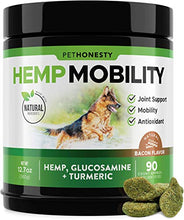Load image into Gallery viewer, PetHonesty Hemp Hip & Joint Supplement for Dogs w/Hemp Oil & Hemp Powder - Glucosamine Chondroitin for Dogs w/Turmeric, MSM, Green Lipped Mussel, Dog Treats Improve Mobility,Reduces Discomfort - Bacon