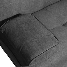 Load image into Gallery viewer, MIERES Modern Convertible Futon Sofa Bed for Living Room Fold Up & Down Recliner Couch w/Metal Legs and 2 Cup Holders Sleeper Daybed, for Small Spaces, Dark Gray