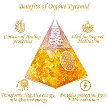 Load image into Gallery viewer, Orgone Pyramid | Citrine Orgonite Pyramid for Wisdom, Wealth & Success | Healing Crystal Gemstone Pyramid | Orgone Pyramid Crystal - Handmade In India