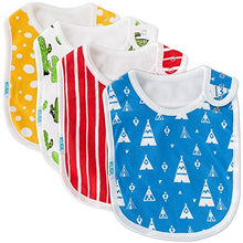 Load image into Gallery viewer, Baby Bibs Large Burpy Cloth 4 Pack Gift Set Soft Absorbent Feeding Reflux Drool Teething Bibs, Adjustable Snap Buttons, Funny Designs for Boys & Girls - Desert