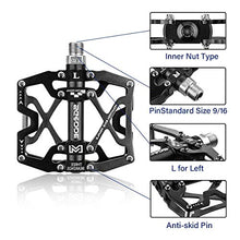 Load image into Gallery viewer, Mountain Bike Pedals Bicycle Pedal, SGODDE Bike Pedal Bicycle Platform Flat Pedals Cycling Ultra Sealed Bearing Aluminum Alloy Pedal for Road Mountain BMX MTB 9/16"(with Wrench and Shims)
