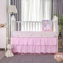 Load image into Gallery viewer, La Premura Unicorn Baby Nursery Crib Bedding Set for Girls – Baby Unicorn & Rainbows 3 Piece Standard Size Crib Bedding Sets in Pink, Yellow & Green