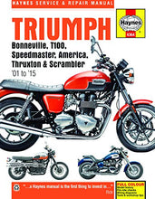 Load image into Gallery viewer, Triumph Bonneville, T100, Speedmaster, America, Thruxton & Scrambler (01-15) Haynes Repair Manual (See specific years covered) (Haynes Service & Repair Manual)