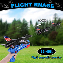 Load image into Gallery viewer, Allaugh 2 Pack Airplane Launcher Toy, 13.3'' Jet F-16 Fighting Falcon, Catapult Plane Game Boy Toys for Kids Outdoor Flying Toys Birthday Gifts for 4 5 6 7 8 9 10 12 Year Old Boys Girls, Black+white
