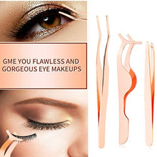 Load image into Gallery viewer, Arroyner 5 Pieces Eyelash Applicator Tool False Eyelashes Applicator Eyebrow Curler Eyebrow Scissors (Rose Golden)