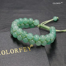 Load image into Gallery viewer, Green Aventurine Crystal Bracelet for Women, COLORFEY Handmade Real Aventurine Crystal Beads Bracelet 8mm Double-Layer, Heart Chakra Healing Stone Bracelet for Meditation fit for 6.7-8in