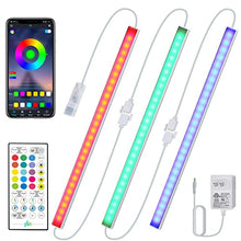 Load image into Gallery viewer, RGB Under Cabinet Lights Plug in, 3 PCS 12 Inch Under Cabinet Lighting Kit, Closet Lights with Smart APP Remote & Adapter, Dimmable Under Counter Lights for Kitchen, Shelf, Workbench, Desk, Bookcase