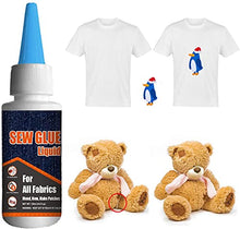 Load image into Gallery viewer, Plextone 1 Min Quick Bonding Fast Dry Sew Glue Liquid Reinforcing Adhesive Speedy Fix for All Fabrics Clothing Cotton Flannel Denim Leather Polyester Doll Repair (60ml+120ml)