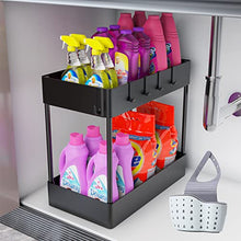 Load image into Gallery viewer, Under Sink Organizer, Under Sink Organizers and Storage Under Sink Shelf 2 Tier Under Sink Organizer Rack Under Sink Storage for Kitchen Bathroom Countertop And Cabinet,Bath Collection Baskets Black