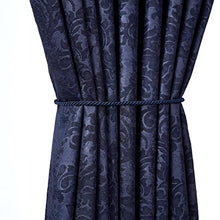 Load image into Gallery viewer, LINENZONE Damask Embossed Navy Blue Extra Wide Curtain Panels Used As Curtains for Patio Doors, Sliding Glass Door Curtain, Curtain Room Dividers, or Back Door Curtains. (Evelyn 102 x 84 Navy)