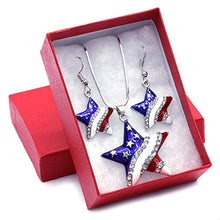 Load image into Gallery viewer, Soulbreezecollection USA American Flag Stars Patriotic 4th of July Independence Day Pendant Necklace & Dangle Earrings Set
