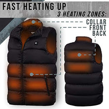 Load image into Gallery viewer, Foxelli Heated Vest - Lightweight USB Rechargeable Heated Vest for Men with Battery Included, Black, Large