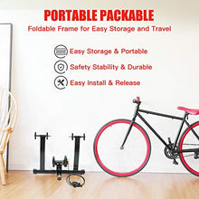 Load image into Gallery viewer, Walmann Bike Trainer Stand Portable Indoor Stationary Bicycle Exercise Magnetic Resistance with Front Wheel Riser Block and 6 Variable Speed Level, Quick Release - for Road & Mountain Bikes