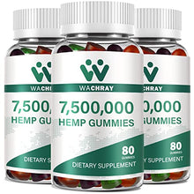 Load image into Gallery viewer, WACHRAY Hemp Gummies for Pain & Anxiety, Natural Support Better Strength Sleep Stress Relax Inflammation Calming, from Organic Hemp Seed Oil Extract Candy Gummy, Low Sugar (3 Packs)