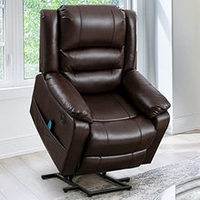 Load image into Gallery viewer, Vicluke Breath Leather Power Lift Recliner Chair with Massage and Heat for Elderly, Electric Recliner Chair with Side Pocket, USB Port for Living Room (Coffee)