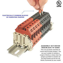 Load image into Gallery viewer, Dinkle Assembly Kit DK10N Red/Black 10 Gang with Jumpers DIN Rail Terminal Blocks, 6-20 AWG, 60 Amp, 600 Volt