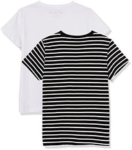 Load image into Gallery viewer, Kid Nation Kids' 2-Pack Short-Sleeve V-Neck Cotton Jersey Tee for Boys or Girls Small White + White/Black Stripe …