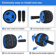 Load image into Gallery viewer, Abs Wheel Roller for Abs Exercise Workout Fitness -Ab Wheel Roller with Resistance Band and Jump Rope -Perfect Home Gym Equipment for Men Women Abdominal Exercise-Blue
