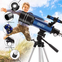 Load image into Gallery viewer, Emarth Telescope, Travel Scope 70mm/360mm Astronomical Refracter Telescope with Tripod & Finder Scope, Portable Telescope for Kids Beginners Adults (Blue)