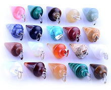 Load image into Gallery viewer, 20pcs Mutilcolor Stone Healing Chakra Pendulum Line Cone Pendants Crystal Quartz Stone Charms Lot for Women Jewelry Making