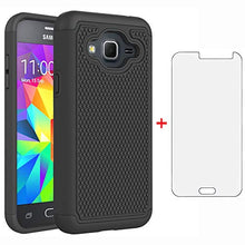 Load image into Gallery viewer, Phone Case for Samsung Galaxy J3 2016/J 3 V/J36V/Sky/Express Prime/Amp Prime with Tempered Glass Screen Protector Cover Hybrid Slim Rugged Cell Accessories Glaxay Sol J3V J36 6 J320V J320A Men Black