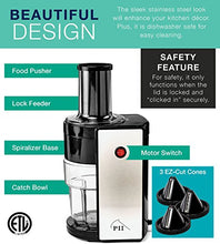 Load image into Gallery viewer, Electric Spiralizer with 3 Blades - Fast, Easy Spiral Vegetable Slicer - Stainless Steel - Compact Storage - Fits Most Large Vegetables Including Zucchini and Carrots - By PII