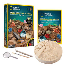 Load image into Gallery viewer, NATIONAL GEOGRAPHIC Mega Fossil and Gemstone Dig Kits - Excavate 10 Real Fossils and 10 Real Gems, Great STEM Science Gift for Mineralogy and Geology Enthusiasts of Any Age
