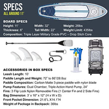 Load image into Gallery viewer, iROCKER All-Around Inflatable Stand Up Paddle Board, Extremely Stable 11' Long x 32" Wide x 6" Thick Premium SUP with Roller Bag, Carbon Paddle, Pump, Leash, Fins & Repair Kit, Orange