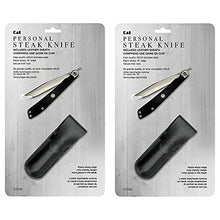 Load image into Gallery viewer, KAI Personal Steak / Gentleman's Knife, Manual Folding Japanese Pocketknife with Leather Sheath, 3.25 Inch Blade, Silver, Black Handle, KAS5702