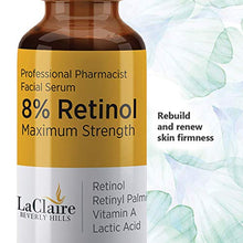 Load image into Gallery viewer, LaClaire 8% Retinol Complex Serum - Best Retinol Serum for Wrinkle Repair & Hyperpigmentation Treatment, Vitamin A Serum, Best Retinol Serum, Retinol Serum, Retinol super strength (30ml/1oz)