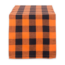 Load image into Gallery viewer, DII Classic Buffalo Check Tabletop Collection for Family Dinners, Special Occasions, Barbeques, Picnics and Everyday Use, 100% Cotton, Machine Washable, Table Runner, 14x72, Orange & Black