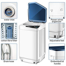 Load image into Gallery viewer, Giantex Full-Automatic Washing Machine Portable Washer and Spin Dryer 7.7 lbs Capacity Compact Laundry Washer with Built-in Barrel Light Drain Pump and Long Hose for Apartments Camping (White & Blue)