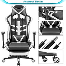 Load image into Gallery viewer, Homall Executive Desk Footrest Computer Swivel Office Headrest and Lumbar Support Ergonomic High-Back Racing Chair, Black/White