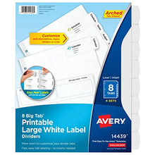 Load image into Gallery viewer, Avery Big Tab Printable Large White Label Dividers with Easy Peel, 8 Tabs, 4 Sets (14439)