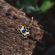 Load image into Gallery viewer, HOLZKERN Balance Necklace 24k Gold Necklace for Women Real Lapis Lazuli Crystal Necklace Jewelry Dainty Gold-Plated Necklace Stainless Steel Adjustable Length Pendant Cute Necklaces for Women Choker