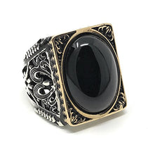 Load image into Gallery viewer, KAR 925K Stamped Sterling Silver Black Onyx Large Men's Ring I1O Gift for Him (12.25)