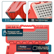 Load image into Gallery viewer, Flottian 13" Folding Step Stool for Adults and Kids Holds Up to 300 lbs ,Non-Slip Folding Stools with Handle, Compact Plastic Foldable Step Stool for Bathroom,Bedroom, Kitchen Coral