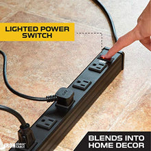 Load image into Gallery viewer, 9 Outlet Heavy Duty Surge Protector Power Strip - 14/3 SJT Black Metal Surge Suppressor with 9 Foot Long Extension Cord