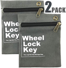 Load image into Gallery viewer, Wheel Lock Key Storage Bag - Easily and Safely Keep Your (Wheel Locks, Locking Wheel Lug Nuts, Wheel Lug Nut Key, Spare Wheel Lug Nuts, Wheel Lock Key) in One Place (2 Pack)