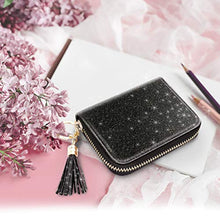 Load image into Gallery viewer, Women's Small Credit Card Holder,Credit Card Wallet RFID Blocking Genuine Leather Card Holder, Gold Grey